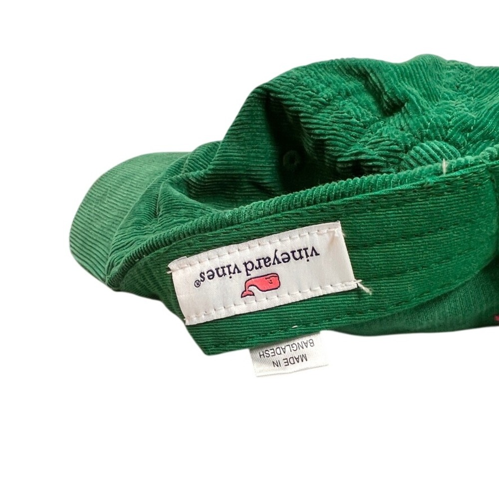 Vineyard Vines Green Corduroy Whale Logo Adjustable Baseball Cap Hat Mens Womens - Picture 6 of 7